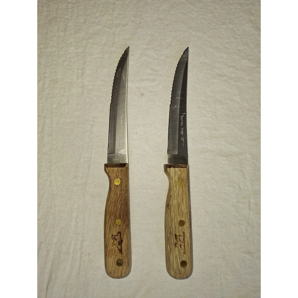 Lot Of 2 Barclays Forge Stainless Steel Steak Knifes‎ 4 1/2 Blade Wood Handle